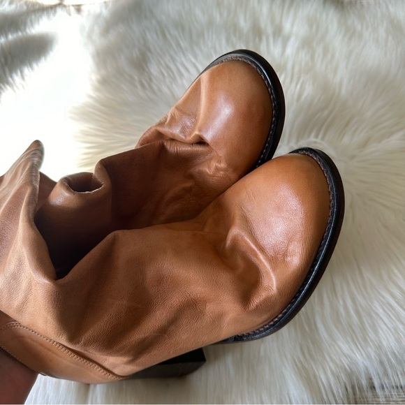 Free People Elle Block Heel Slouchy Leather Boots Camel Brown 9.5/40 - Picture 8 of 14